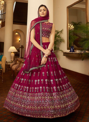 Wedding Wear Georgette Magenta Pink Lehenga Choli